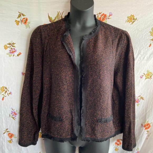 AnneTaylor Factory Red and Black Open Front Cardigan XL - Picture 1 of 9